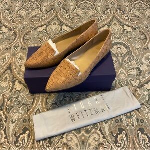 NWT Stuart Weitzman Rialto Gold Nude Cork Flats Women’s Sz 10 Medium